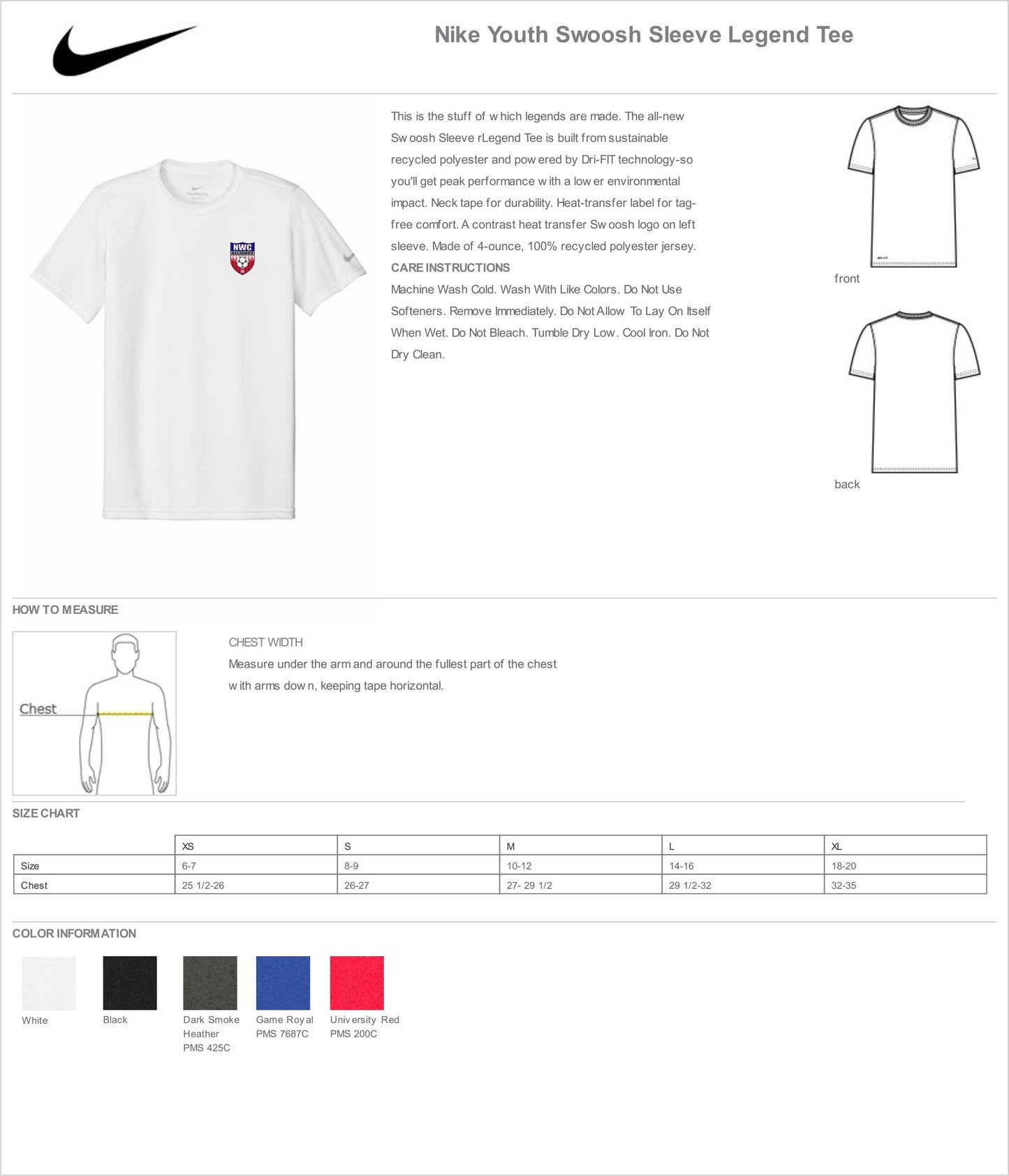 Nike Youth Swoosh Sleeve Legend Short Sleeve Tee